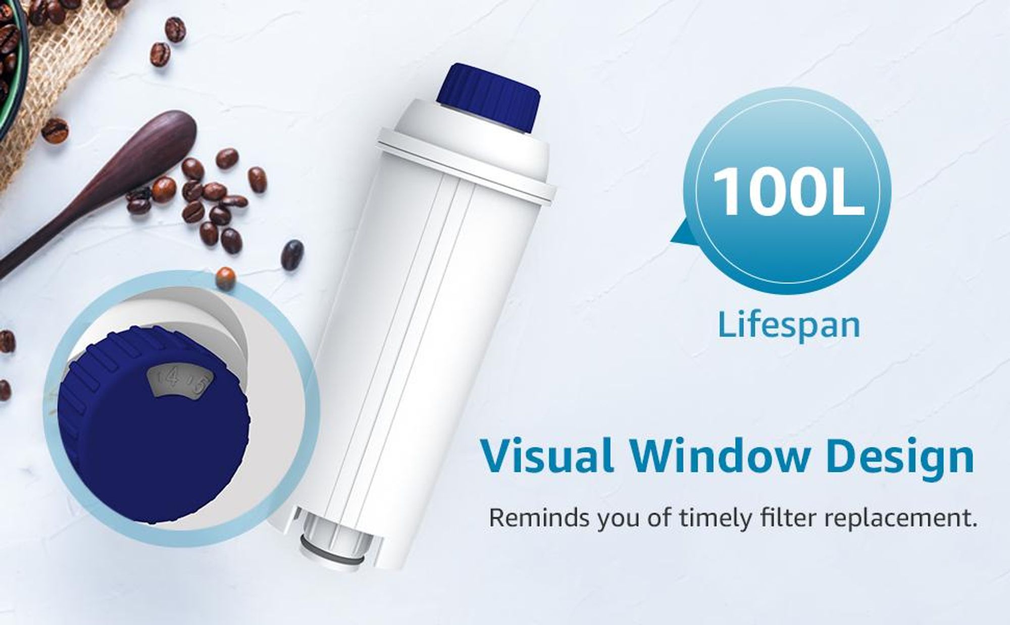 AQUA CREST Kaffeemaschinen Wasserfilter, Ersatz für De'Longhi® DLSC002, SER3017&5513292811, Einschließlich Versionen der ECAM, ESAM, ETAM Serie (12)