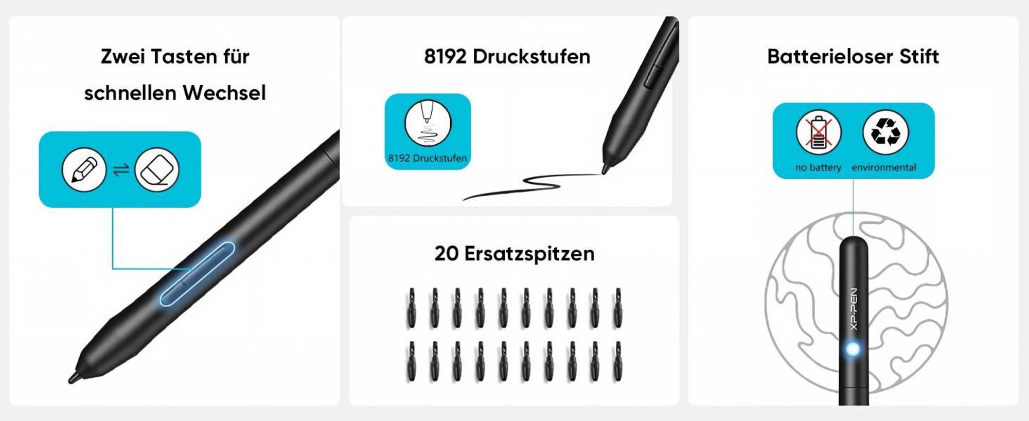 XPPen G640 6 x 4 Zoll Drawing Tablet Grafiktablett Pen Tablet OSU! Spielen Batteriefreier Stift zum Fernunterricht Home-Office 20 Ersatz Nibs