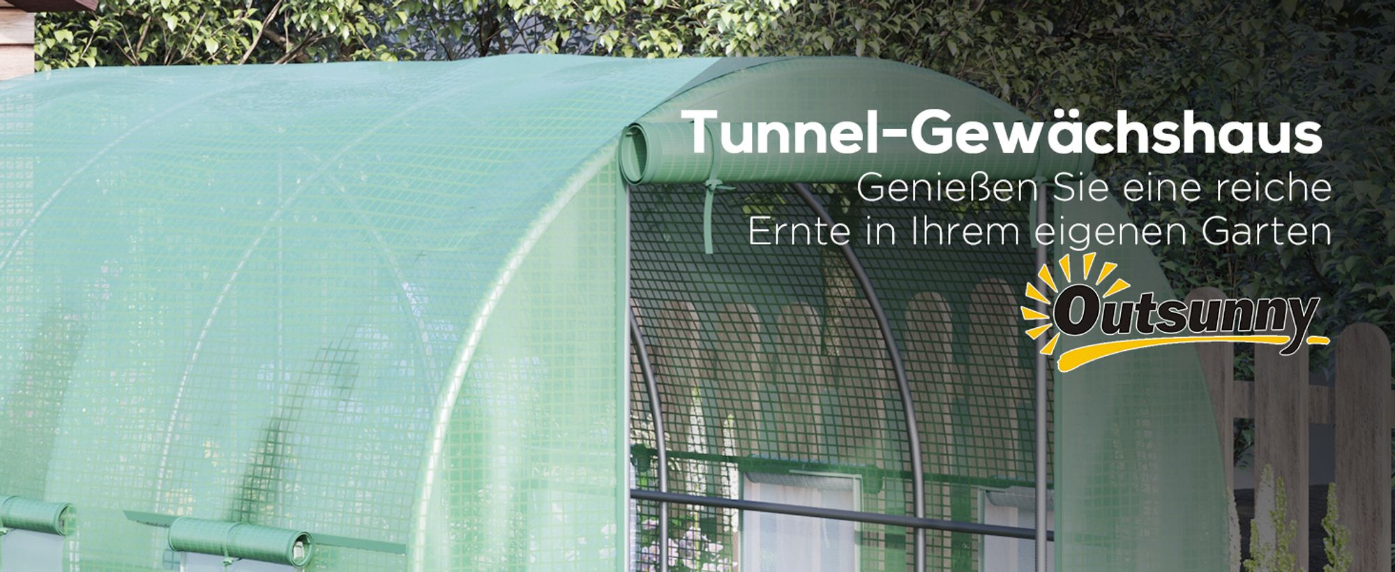 Outsunny Foliengewächshaus, 2,95x2x2 m Tunnel-Gewächshaus, Winddichtes Treibhaus