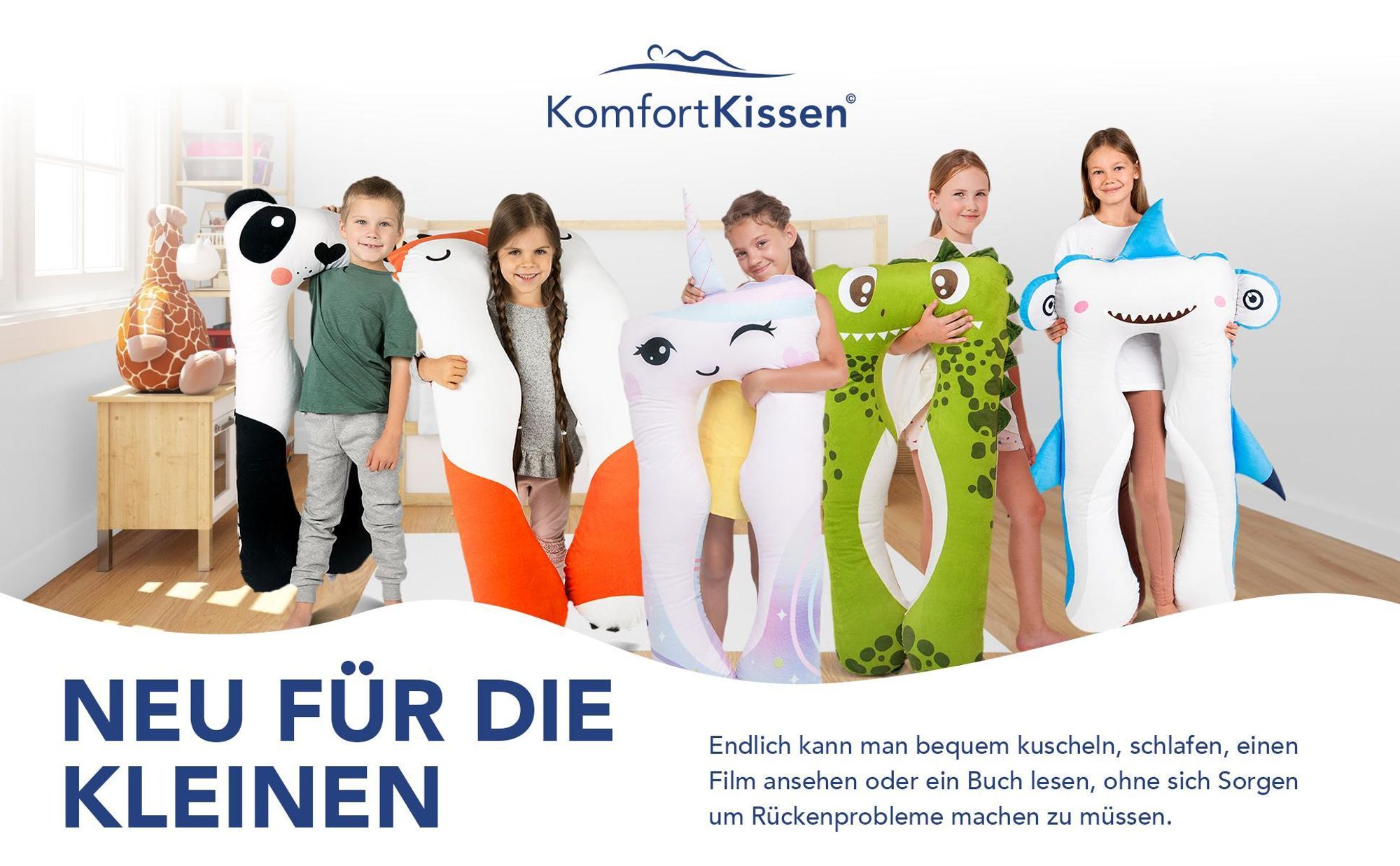 KomfortKissen™ Kids – Ergonomisches Kinder-Körperkissen 60x120 cm - Mikroplüsch (Kuschelig) / Fox
