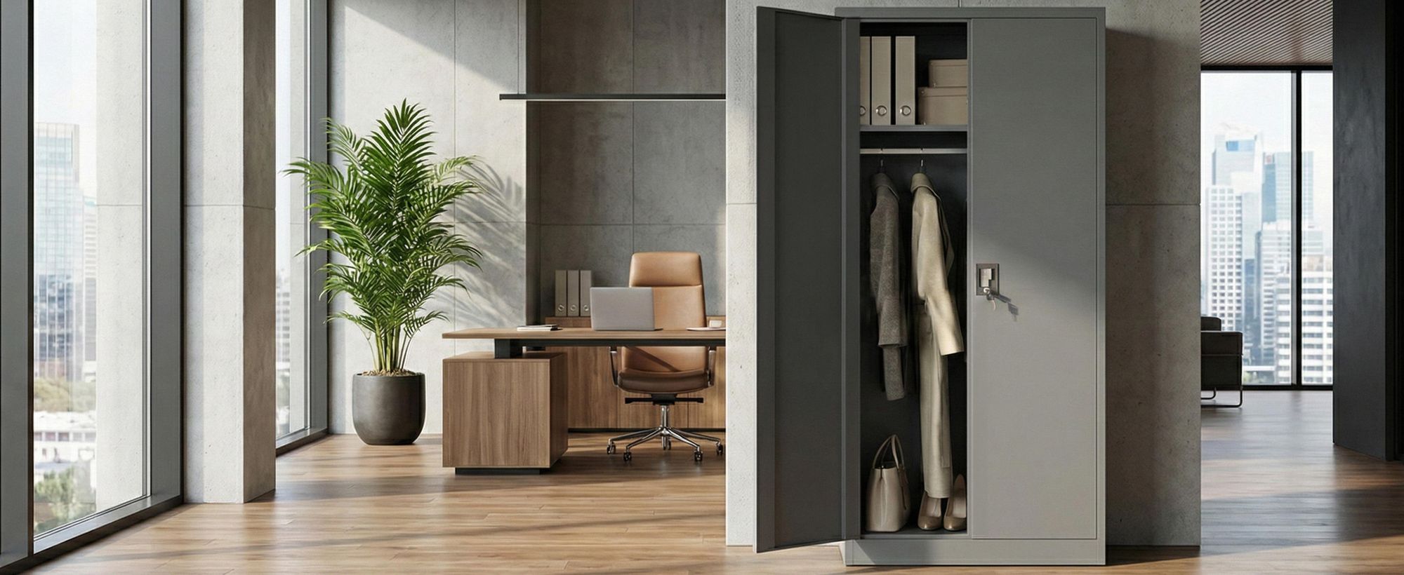 Muralo Sozialraumschrank aus Stahl MEHRZWECKSCHRANK für Büro Stahlschrank für Dokumente Akten Hellgrau 90x45x185cm