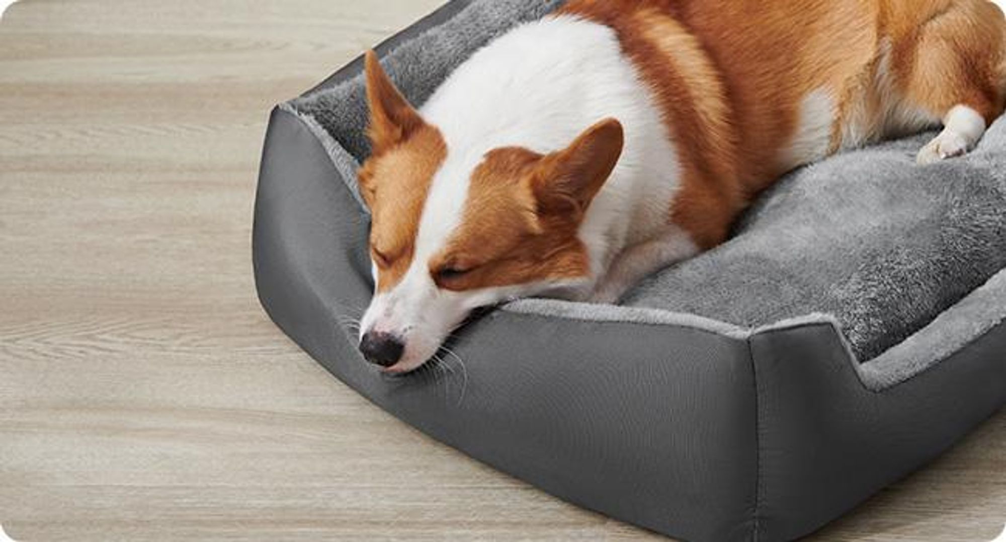 FEANDREA Hundebett, Hundekorb mit Wendekissen, 85 x 65 x 21 cm, schiefergrau-taubengrau
