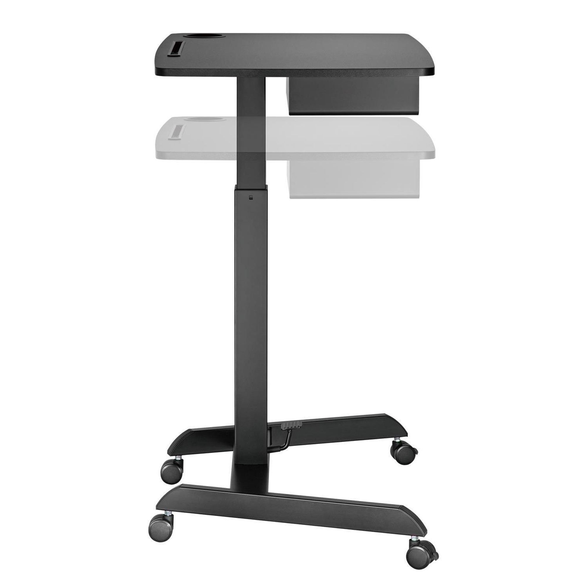 Höhenverstellbarer Laptoptisch mit Rollen und Schublade Sitz-steh-Schreibtisch - Höhenverstellbar bis max. 113cm / Max. 8kg - Schwarz