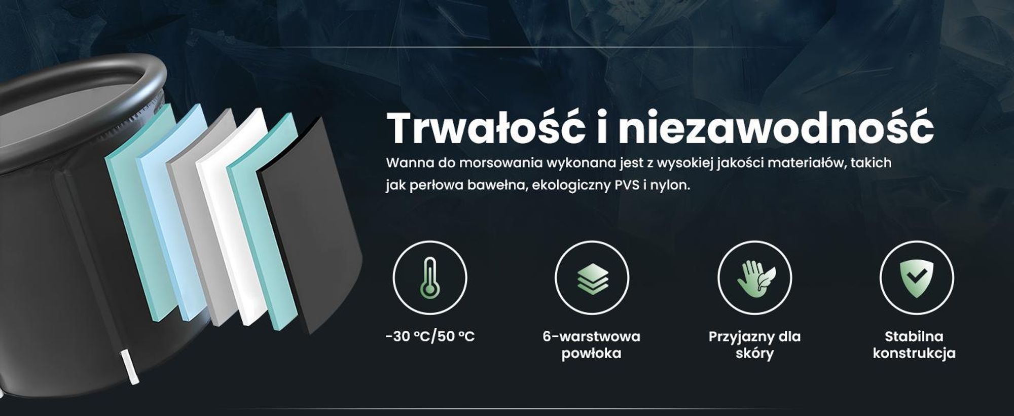 Extralink wanna do kąpieli lodowej, do morsowania XL 400 l z pokrywą