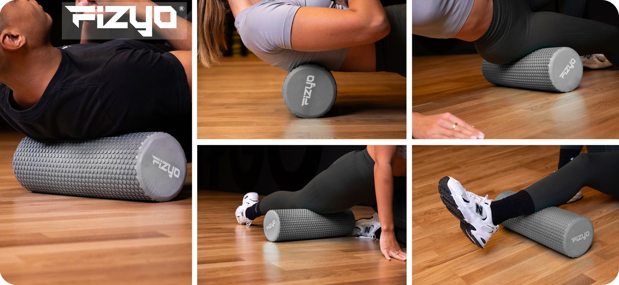 Trénink Fitness s masážním válcem s výstupky 45x15 cm FIZYO — osoba provádí cvičení