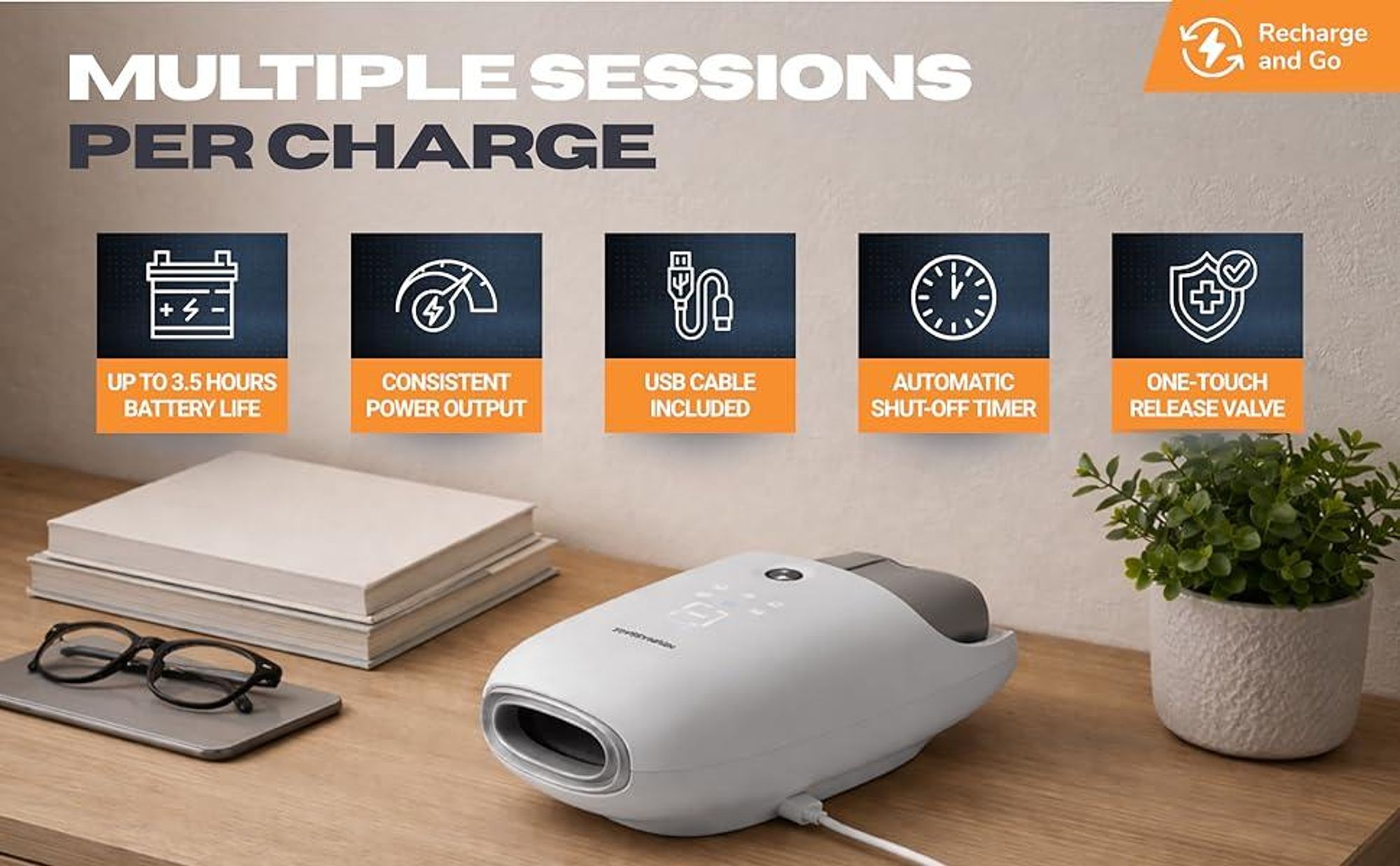 4D Handmassagegerät mit Kühlung & Wärme – 6 Modi, LED Touchscreen, Airbag & Rollmassage