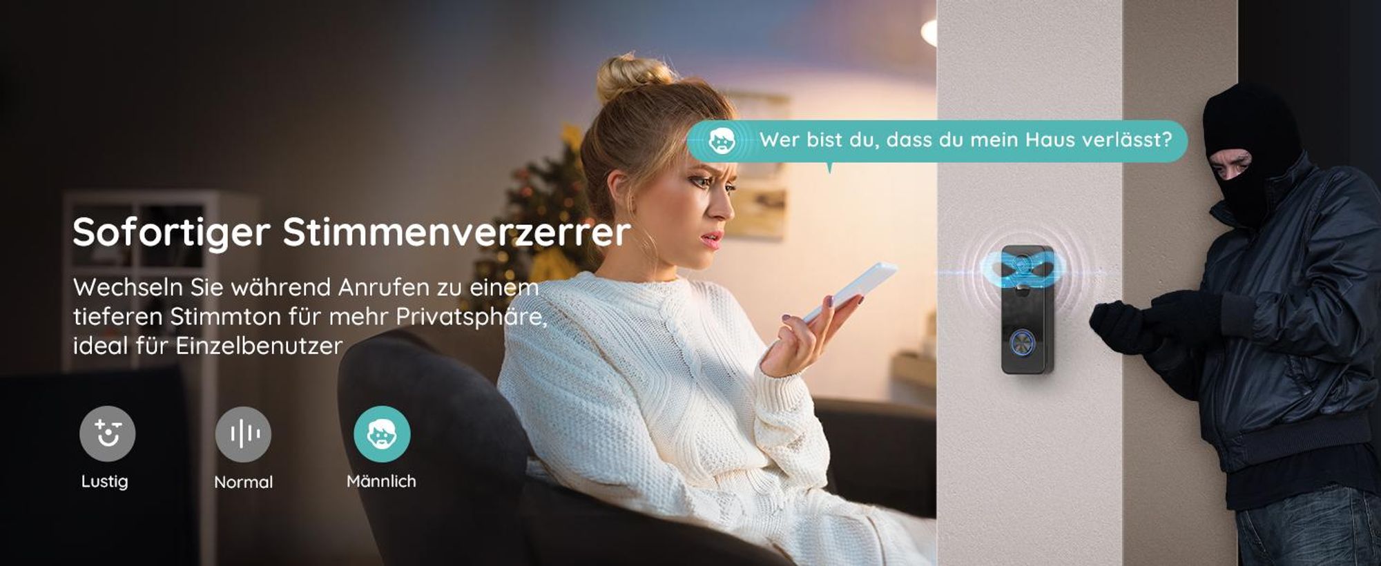 2K video deurbel met camera, Wi-Fi, batterij, 32GB opslag, 2,4GHz Wi-Fi, 180° ultrabreed gezichtsveld, draadloze deurbel