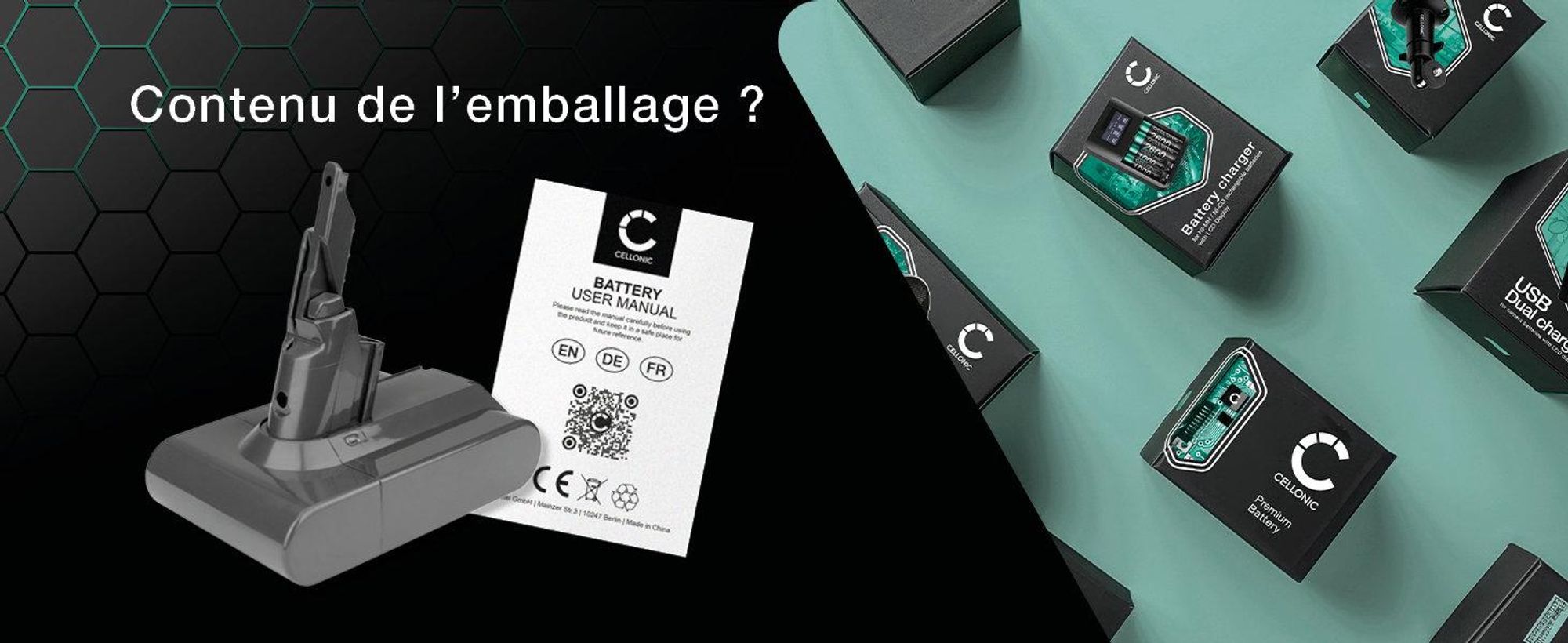 CELLONIC 1x Batterie pour Aspirateur Compatible avec Dyson V7, V7 Animal Pro plus, V7 Absolute Extra, 968670-02 - (2000mAh, 21.6V)
