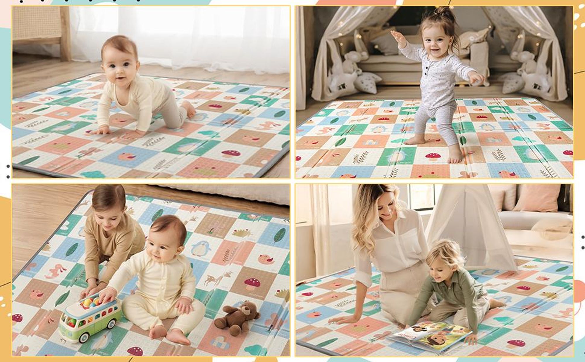 Schaffen Sie einen weichen, gemütlichen und sicheren Spielbereich für niedliche Kinder.