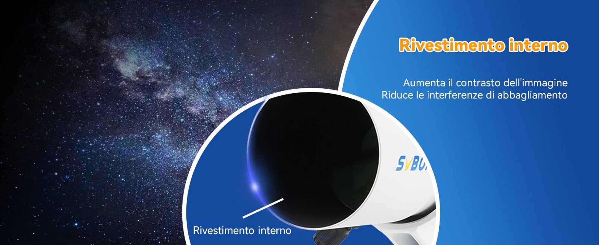 Cannocchiale guida Svbony SV198 per astrofotografia, mini guida da 50 mm F4,1, rifrattore acromatico FMC, con doppio focheggiatore elicoidale