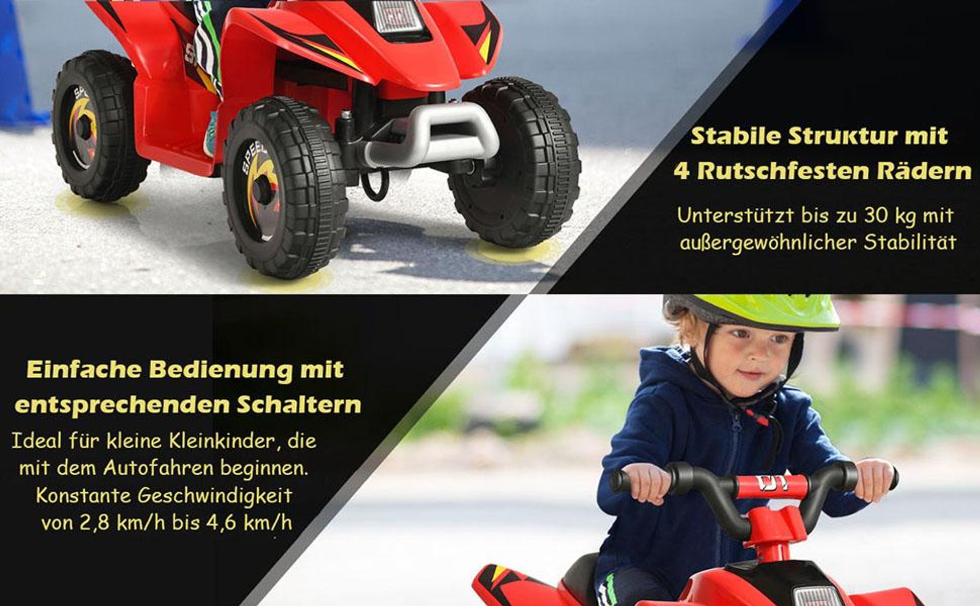 COSTWAY 6V Kinder Elektroauto 2,8-4,6 km/h Mini Kinderauto mit Vor- und Rückwärtsschalter, Elektrofahrzeuge, Kinder Quad ATV für Kinder 3+ bis zu 30kg