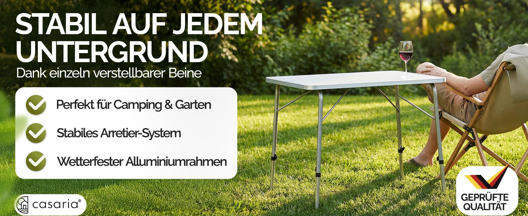 CASARIA Campingtisch Klappbar Weiß