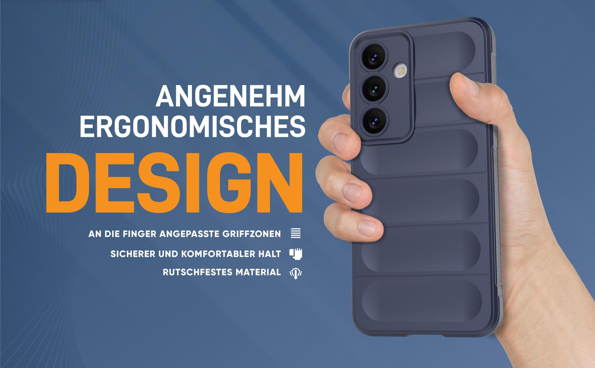Blaue rutschfeste Hülle für Samsung Galaxy S24 mit weichem Mikrofaser Inlay
