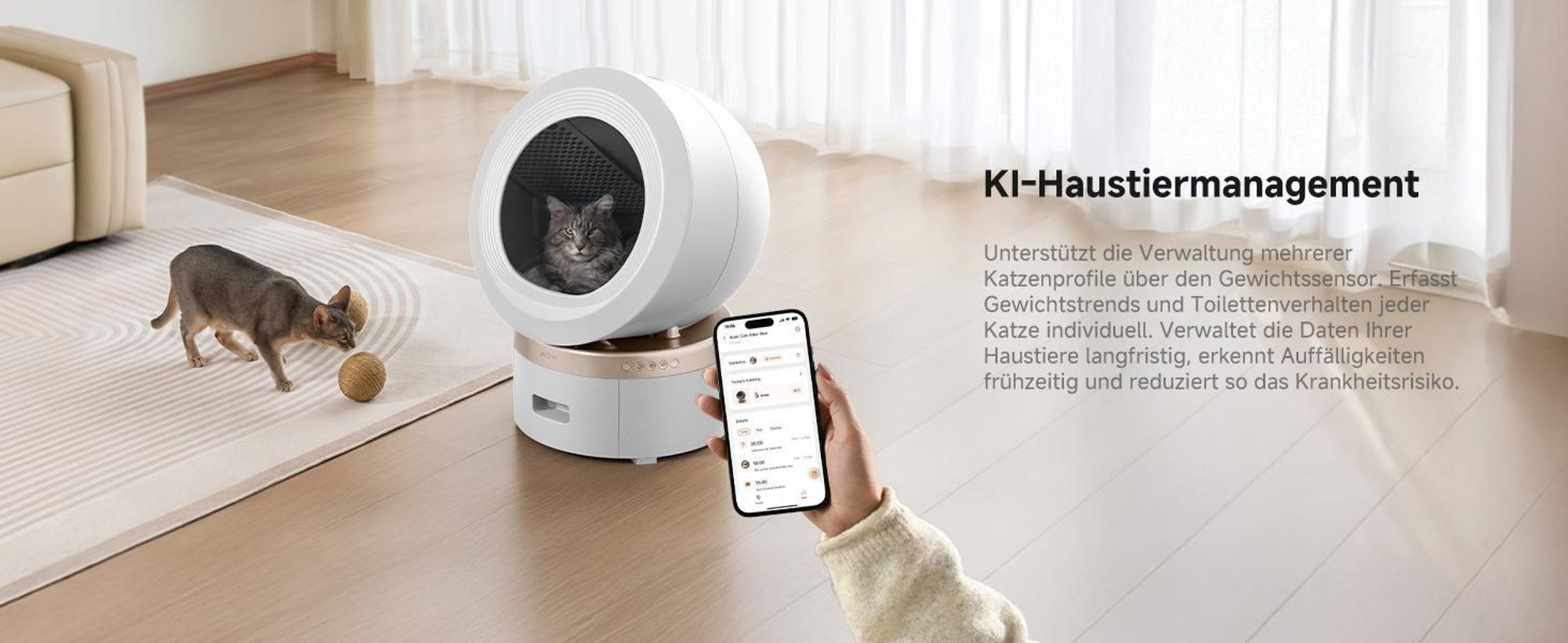 MOVA LR10 Prime Katzenklo Weiß – 110L, 15 Tage Selbstreinigung, Doppel-Geruchssystem, 12 Sicherheitsfunktionen – inkl. GRATIS Tierhaarbürste