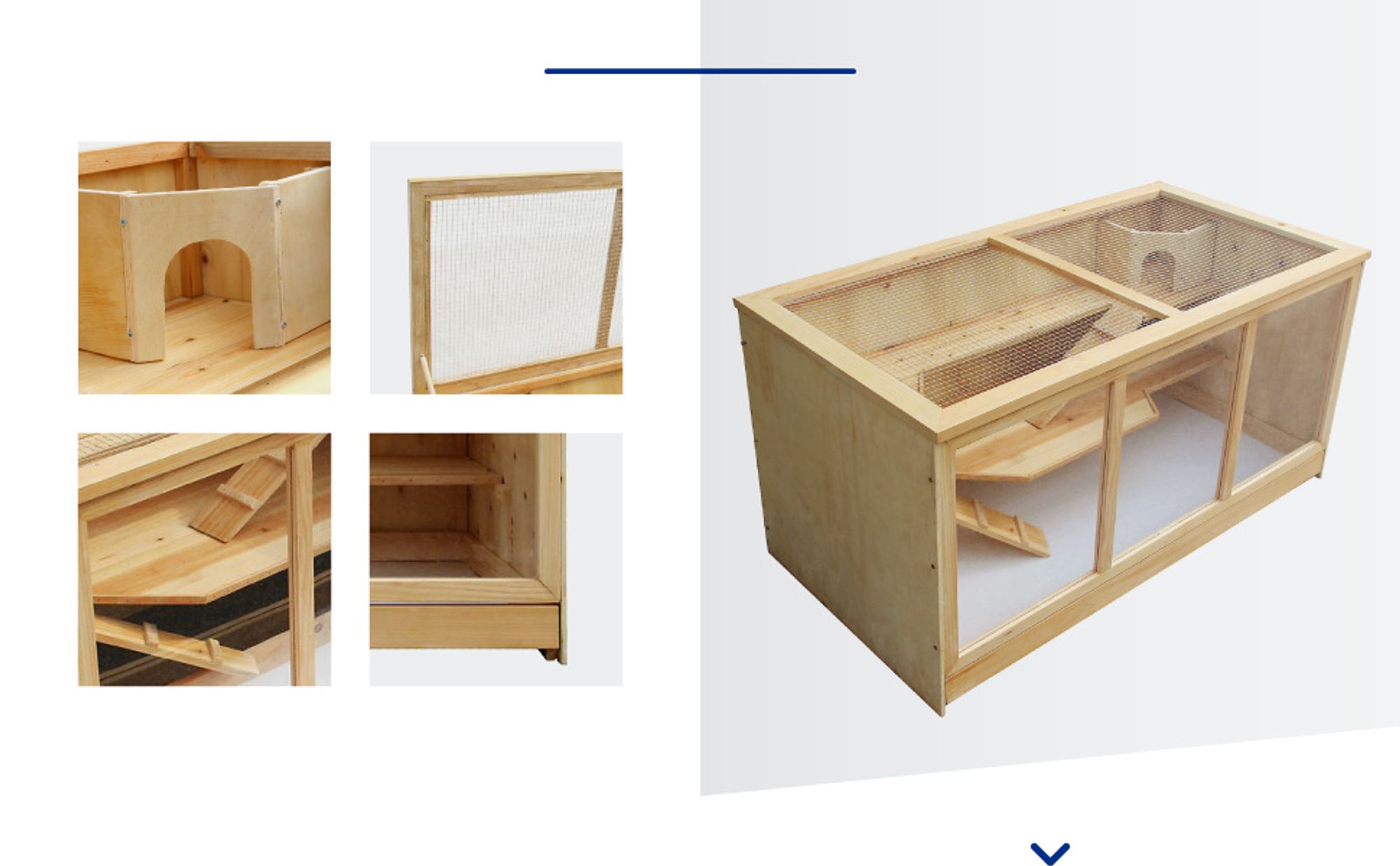 Wiltec XXL 3 Etagen Nagerkäfig, 4-eckig, 1150 x 600 x 580 mm, aus Holz, mit klappbarem Deckel & Sichtfenster, Kleintierhaus Mäusekäfig Hamsterkäfig