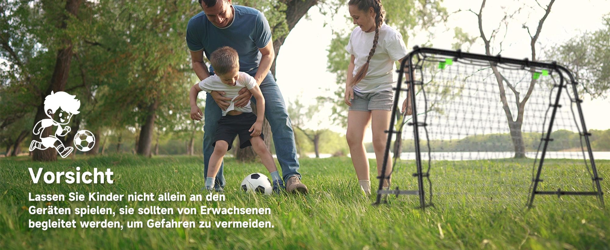 HOMCOM Fußball Rebounder Kickback Tor Rückprallwand Netz beidseitiger Rückprall