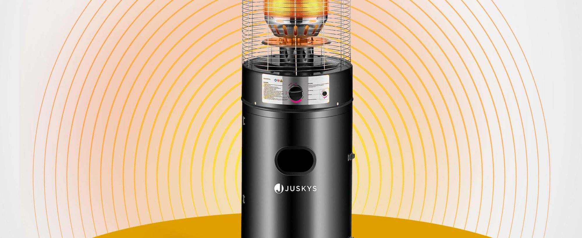 Juskys Outdoor Heizstrahler Cuna mit 11 kW Gas-Brenner - Heizpilz Terrassenheizer mit Gas für Terrasse Balkon und Garten - für 5 und 11 kg Gasflaschen