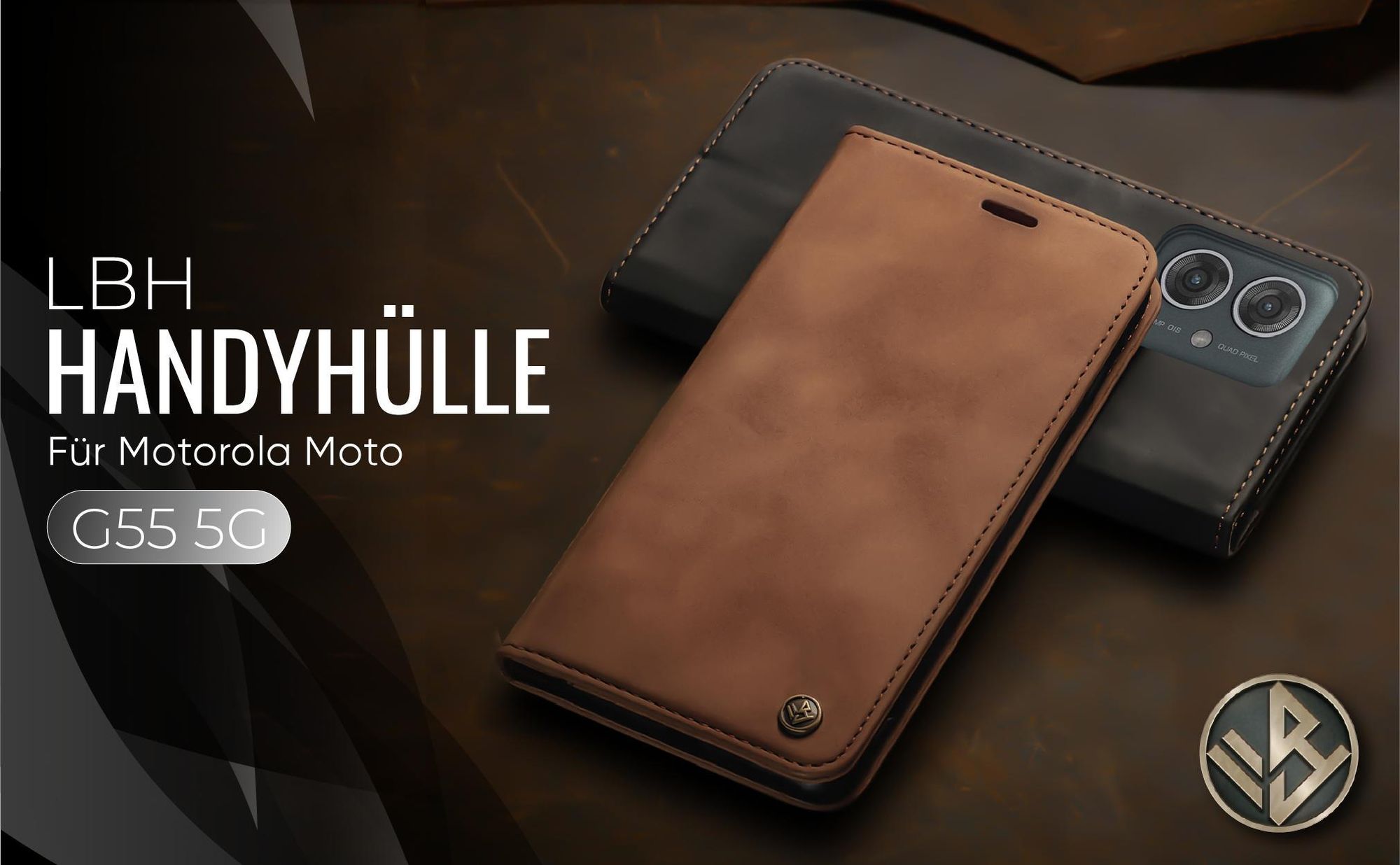 Hochwertige Klapphülle für Motorola G55 5G im klassischen Design