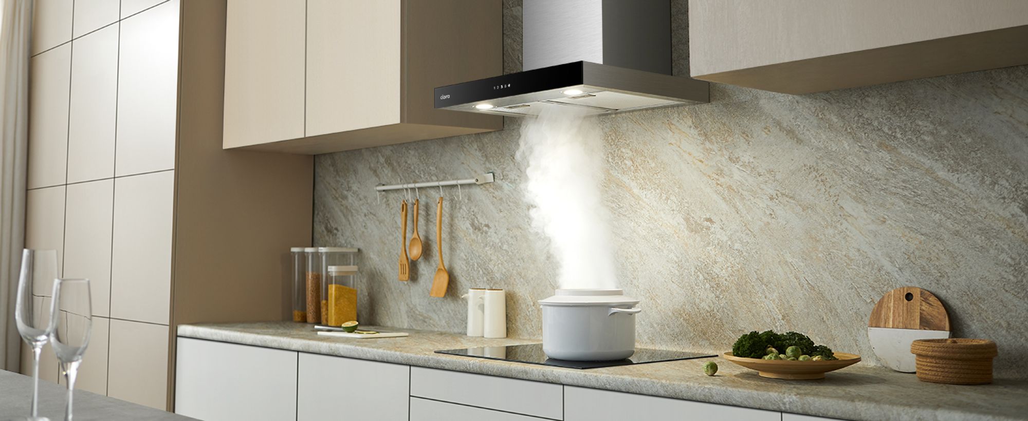 CIARRA A+++ Dunstabzugshaube 60cm 650 m³/h Wandhaube WIFI +APP & Touch Control Boost VMS6102