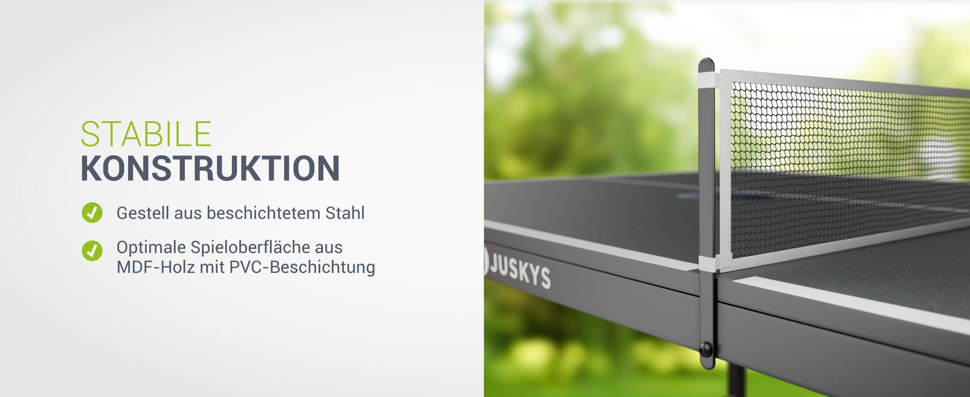 Juskys Mini Tischtennisplatte Flexi mit Zubehör - klappbar - Zuhause & unterwegs - Schwarz