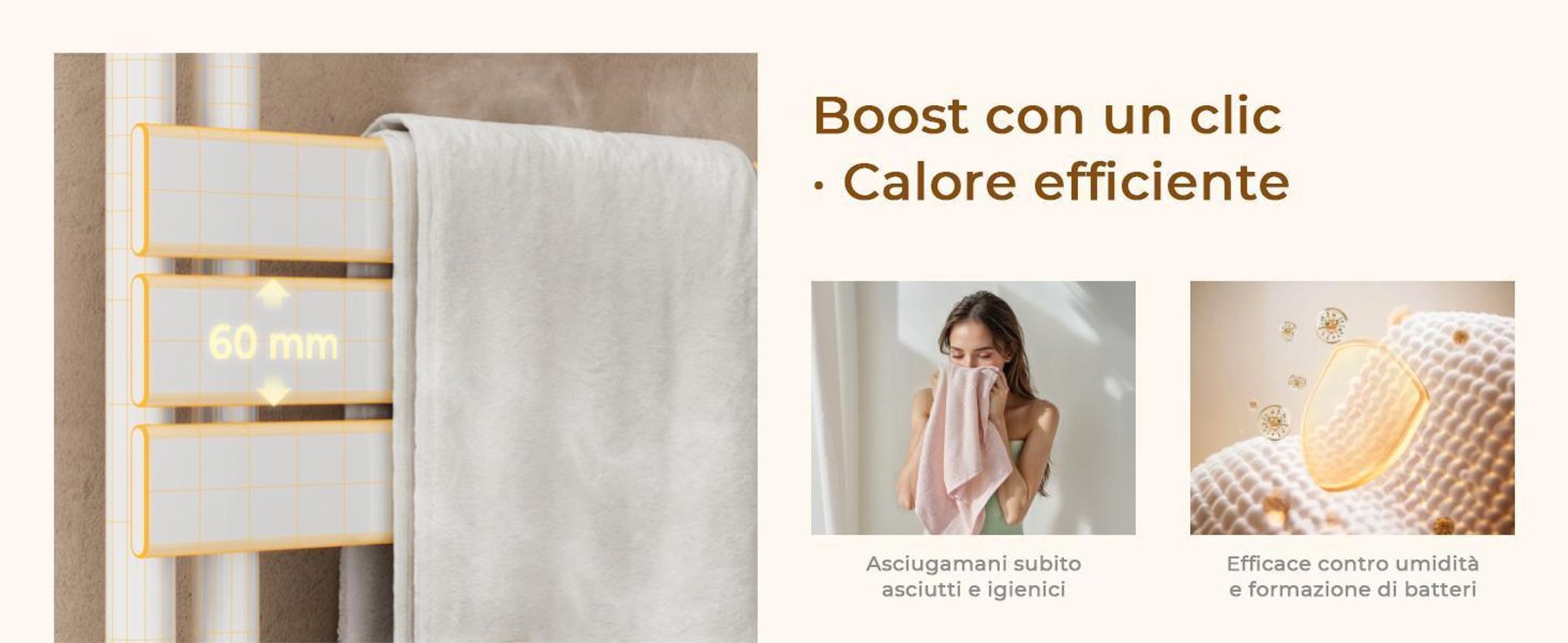 S'AFIELINA 1599x400mm Scaldasalviette elettrico bagno WiFi, termoarredo con termostato, programmabile, LCD, 800 W, asciugamani a basso consumo, bianco