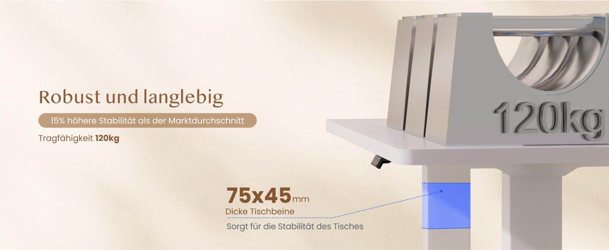 FLEXISPOT QB2 Höhenverstellbarer Schreibtisch Elektrisch 180x80cm, mit Monitorhalterung, 2 STARKE MOTOREN, 120 kg Tragkraft, 4 Memory-Funktion (Weiß)