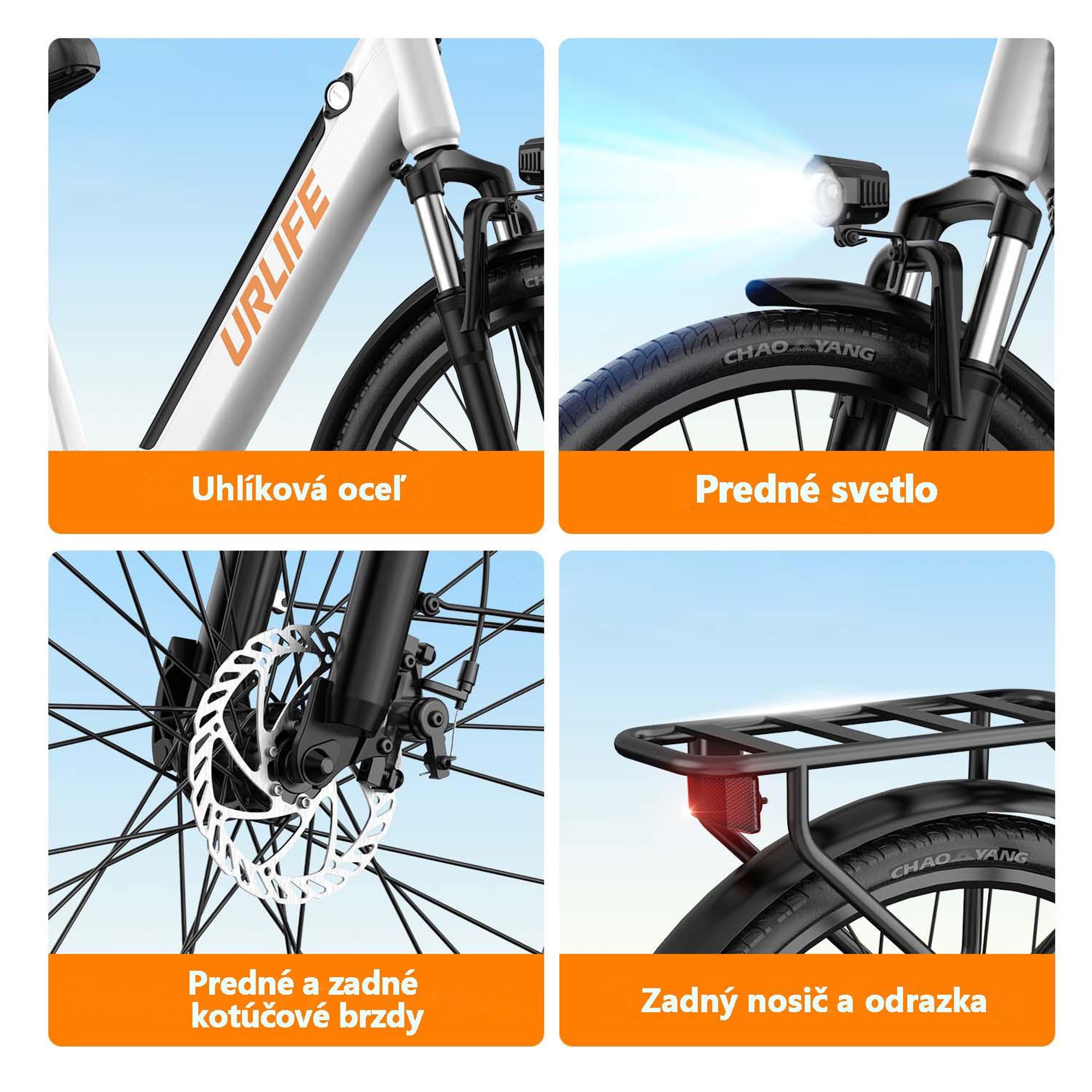Elektrický bicykel URLIFE E26 - Motor 250W Batéria 48V10.4Ah 26-palcové pneumatiky Kotúčové brzdy - Čierny