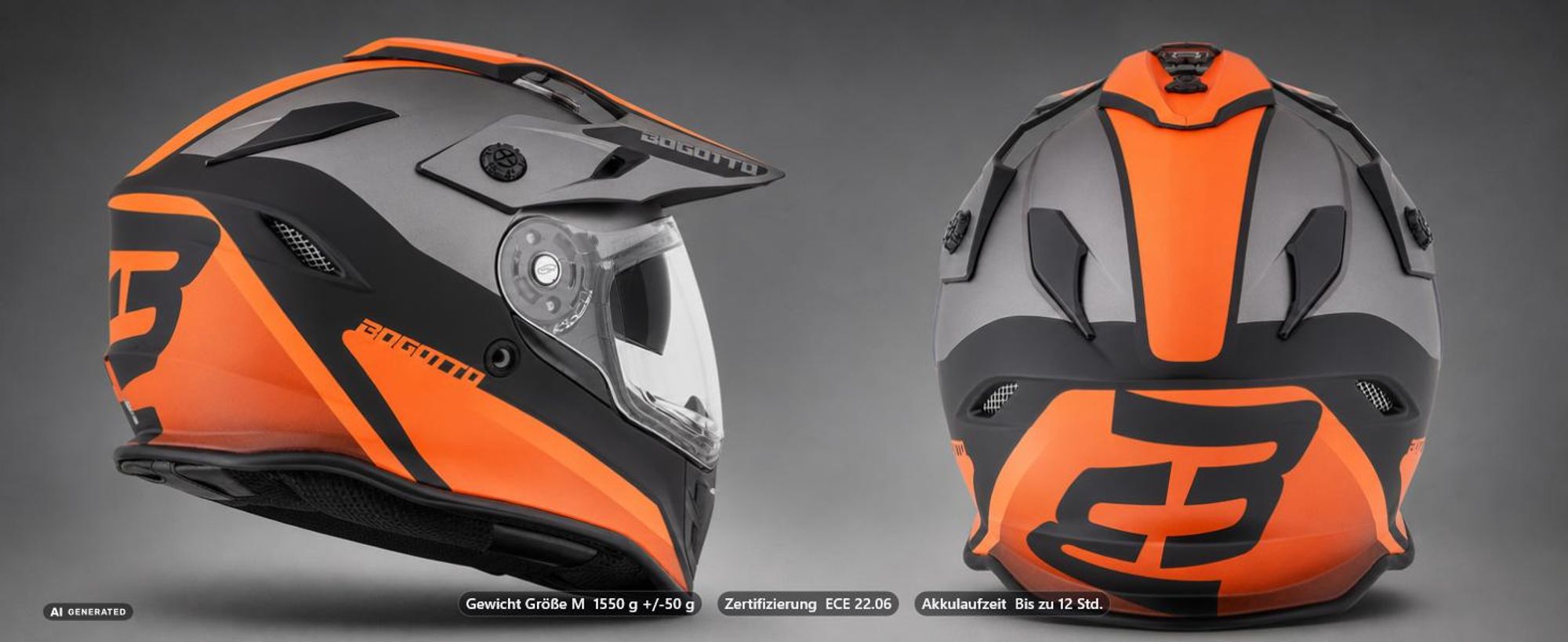 Bogotto H331 BT Tour EVO Bluetooth Enduro Helm, schwarz matt/grün, L (59/60)
