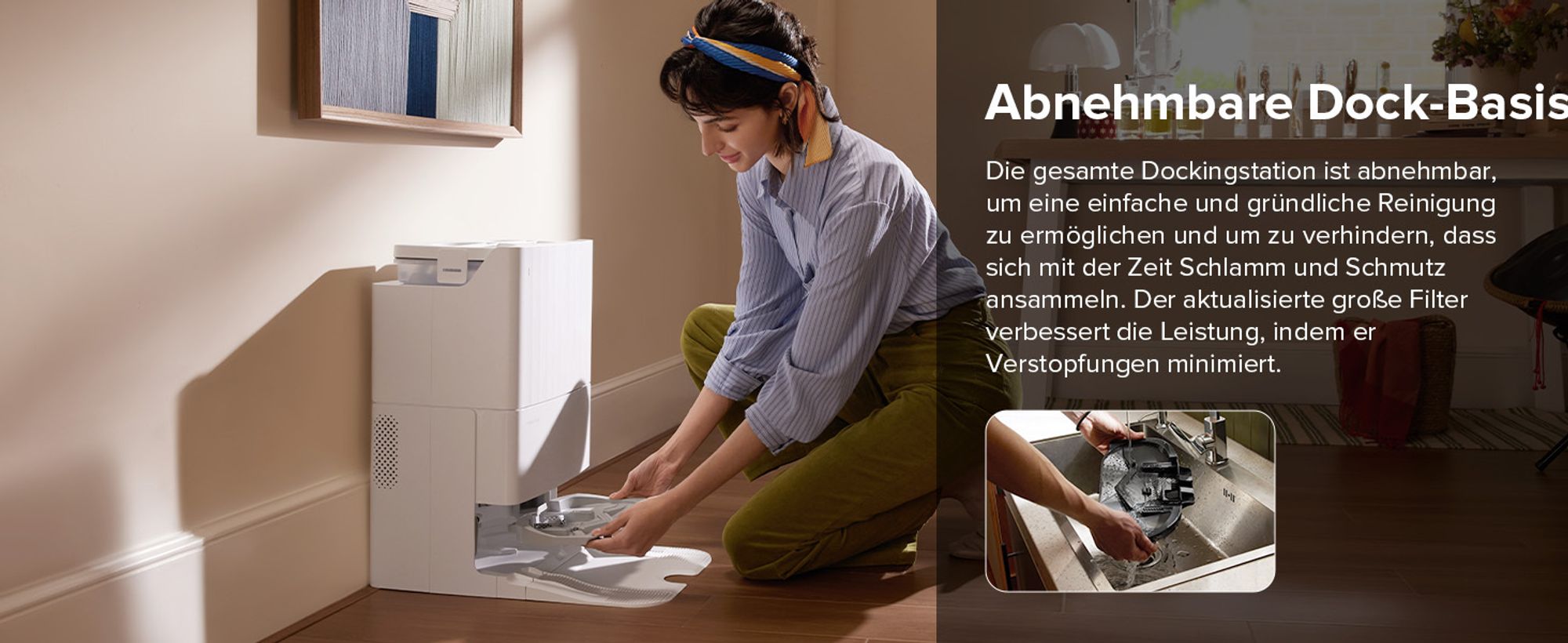 Roborock QV 35S Staubsauger Roboter, 10.000 Pa Saugroboter (Upgrade von Qrevo Plus), Anti-Tangle-Bürsten, Anhebbare Schleudermopps (Weiß)