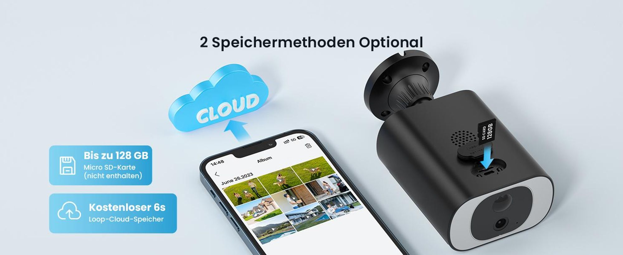 2K Überwachungskamera Aussen Solar, PTZ Kamera Überwachung Aussen Akku 2,4GHz WLAN Kamera mit PIR Bewegungsmelder