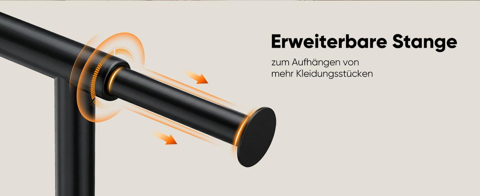 HOKEEPER Kleiderständer auf rollen,136 kg Tragkraft,Schwerlast Kleiderständer,ausziehbare Kleiderstange zum Aufhängen von Kleidung,Schwarz