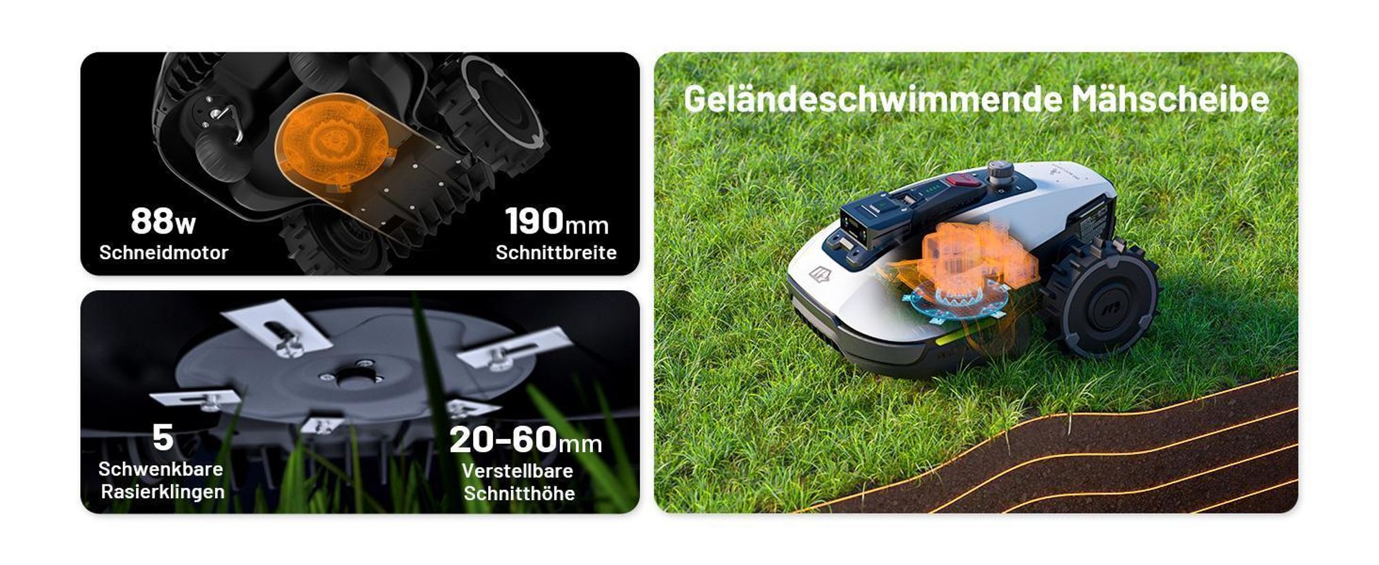 Mähroboter Mammotion YUKA Mini 800 ohne Begrenzungskabel NetRTK+Vision Auto-Kartierung Empf. 800m² bis 1200m² 50% Steigung mit 4G-Modul RTK-Station
