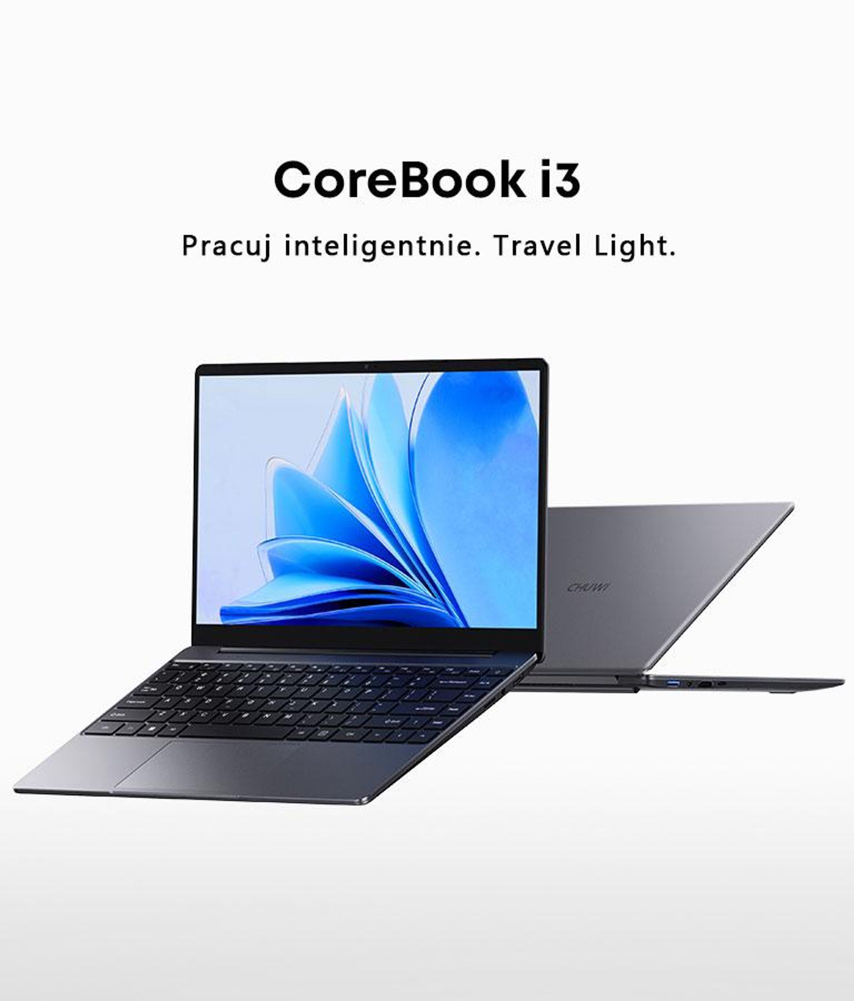 CHUWI CoreBook i3 laptop - 14 Calowy Procesor Intel i3-10100Y 8GB 256GB Windows 11 ultralekki - Szary