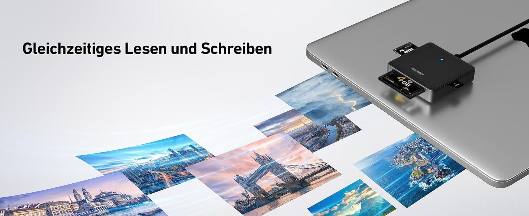 BENFEI Kartenlesegeräte 4in1 Kartenleser USB 3.0 C auf SD Micro SD MS CF