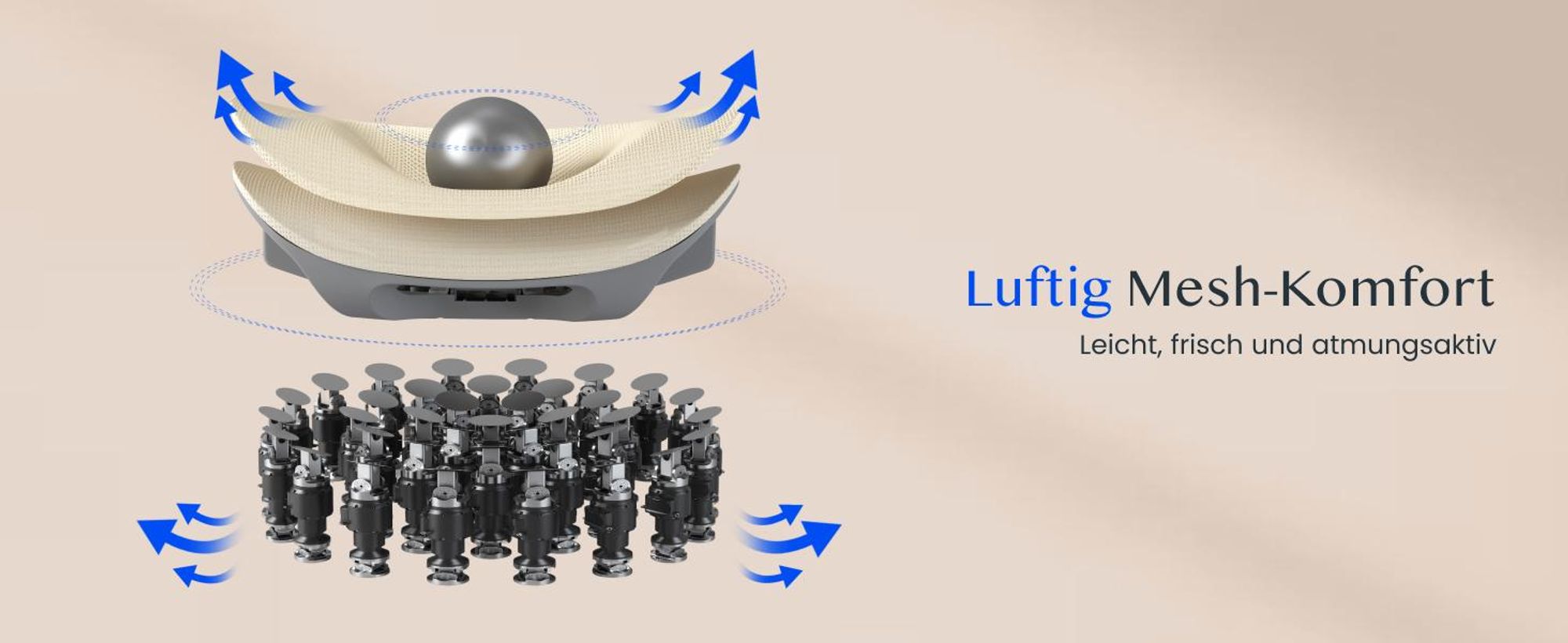 FLEXISPOT ErgoX Ergonomischer Bürostuhl mit Fußstütze, 3D-Armlehnen & Kopfstütze, 5D-verstellbare Rückenlehne, Tragfähigkeit von 136 kg, Beige
