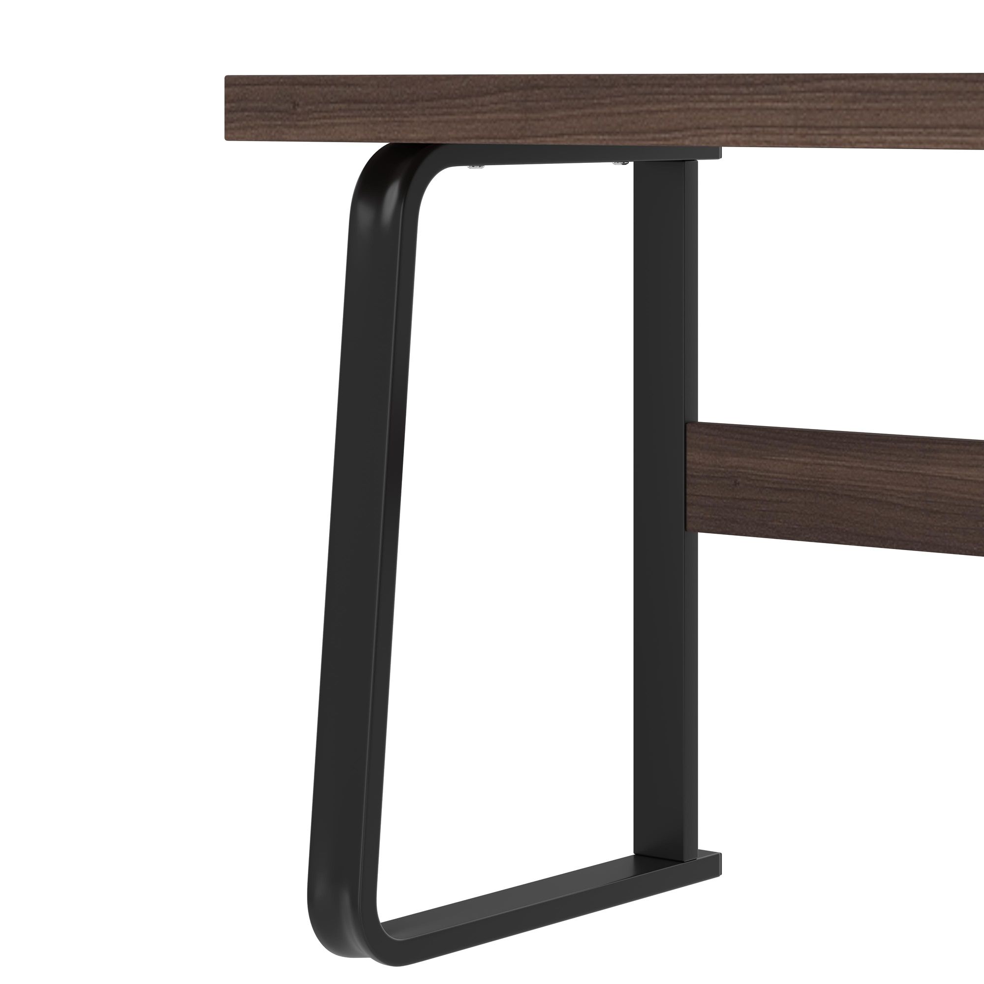 Merax Schreibtisch 135x54cm mit MDF-Holzoptik schwarzem Metallrahmen, moderner Bürotisch mit Schublade, offenem Fach Ordnerbereich, für Homeoffice