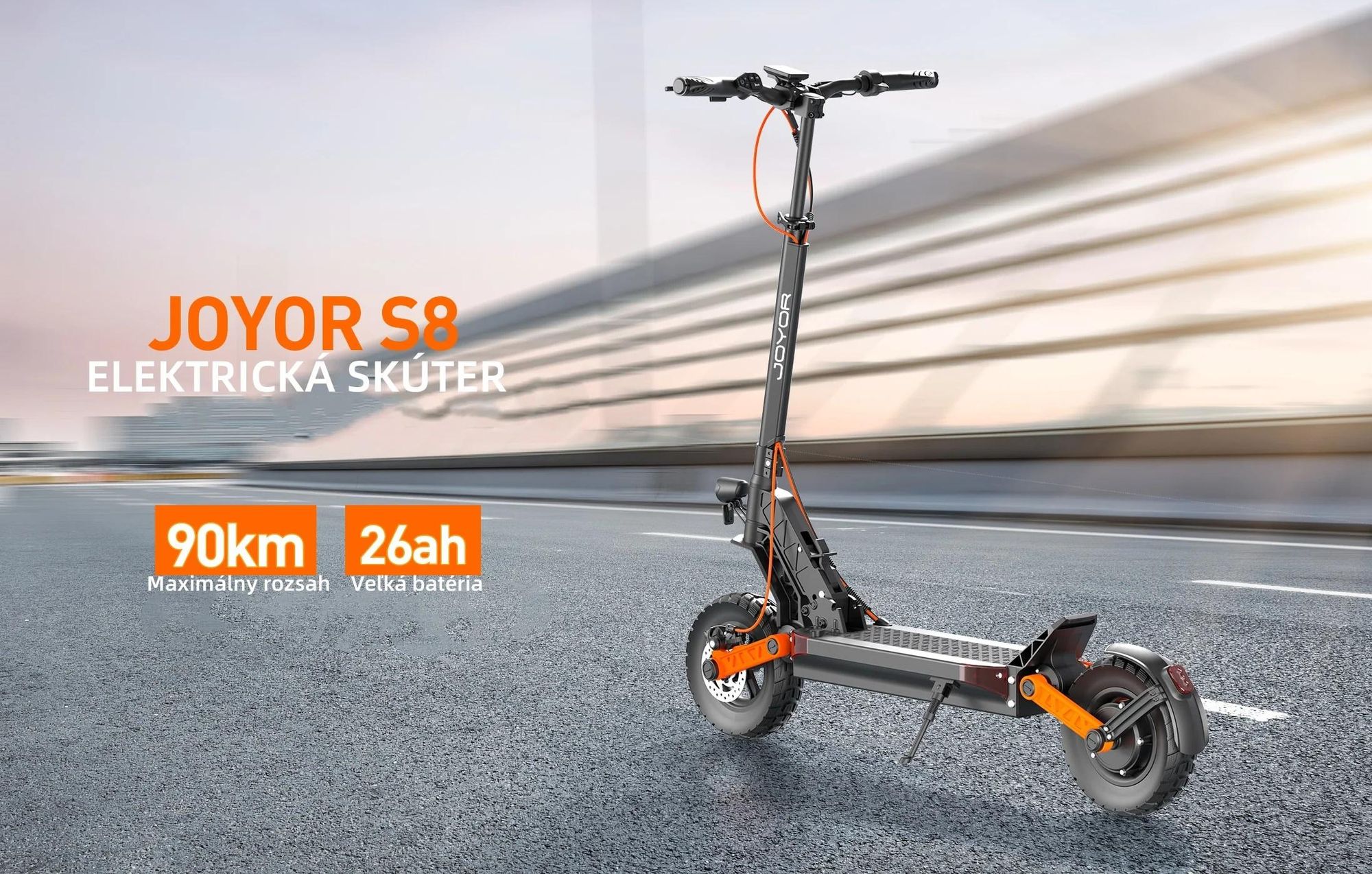 Elektrická Kolobežka JOYOR S8 - 600W Motor 48V26AH Batéria 10-palcové Pneumatiky Kotúčová Brzda - Čierna