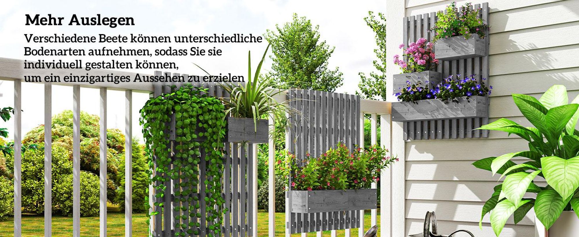 Outsunny Blumenkasten, Bewegliches Hochbeet Pflanzkasten mit Spalier, Massivholz