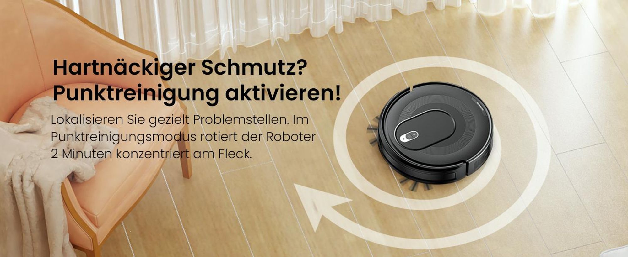 Vactidy W6+ Saugroboter ohne Wischfunktion, 2800 Pa Saugkraft, 720 ml großer Behälter, 120 Min. Laufzeit, APP/Sprache/Fernsteuerung