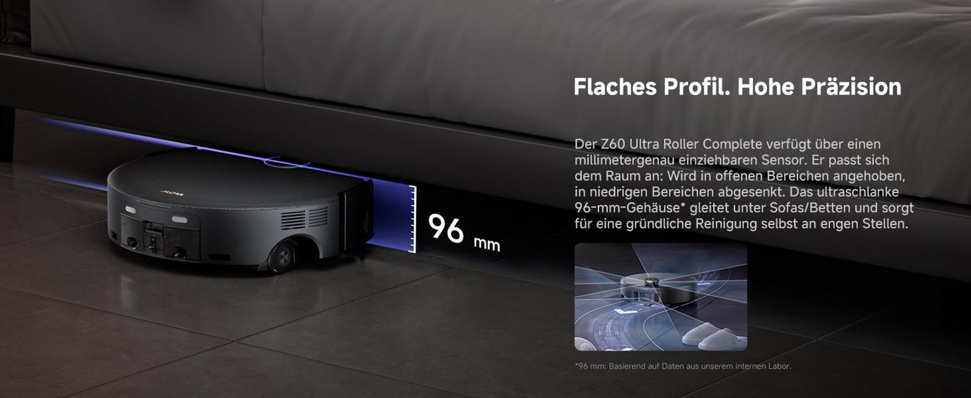 MOVA Z60 Ultra Roller Complete Saugroboter 28.000 Pa, HydroForce™ Hochdruck-Wischen, AutoShield™ Teppichschutz, StepMaster™ 2.0, FlexScope™ Navigation