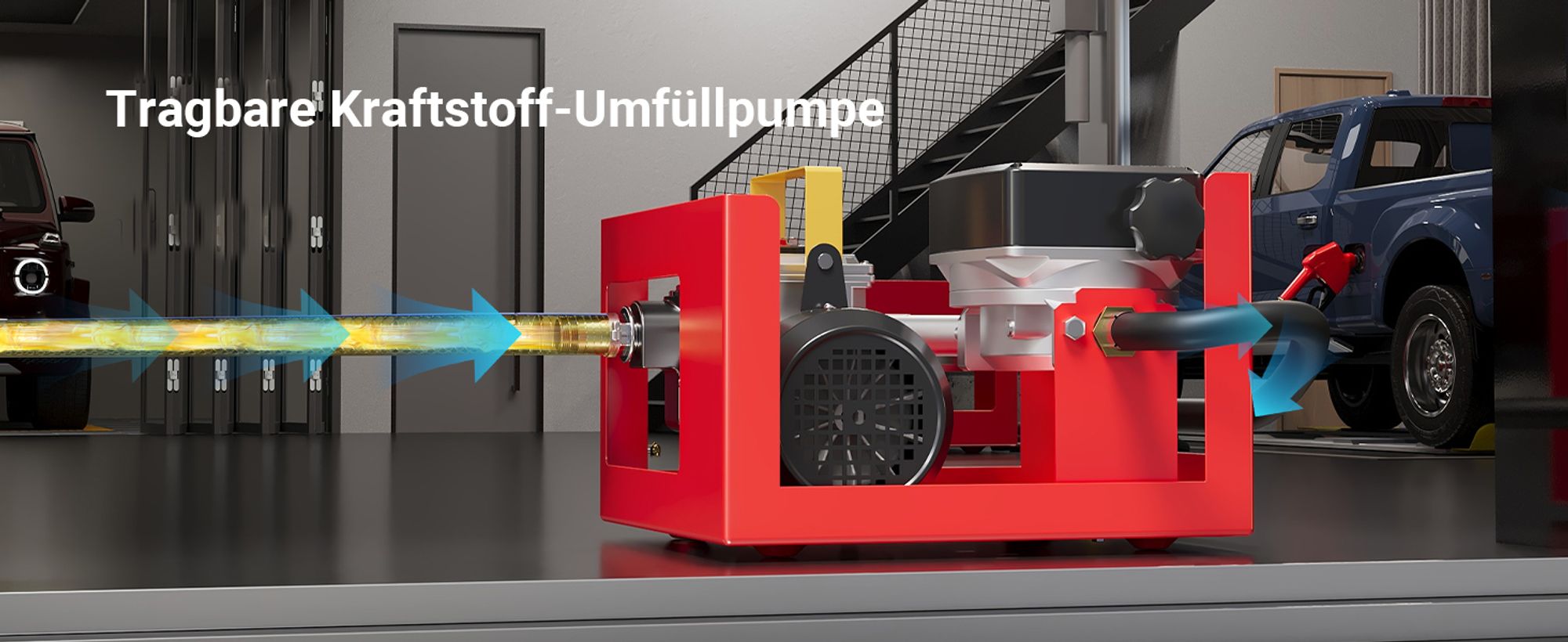 Wiltec Heizöl- und Dieselpumpe 230V/550W 20-60l/min selbstansaugend Pumpe mit automatischer Pistole, Kraftstoffpumpe, Absaugpumpe