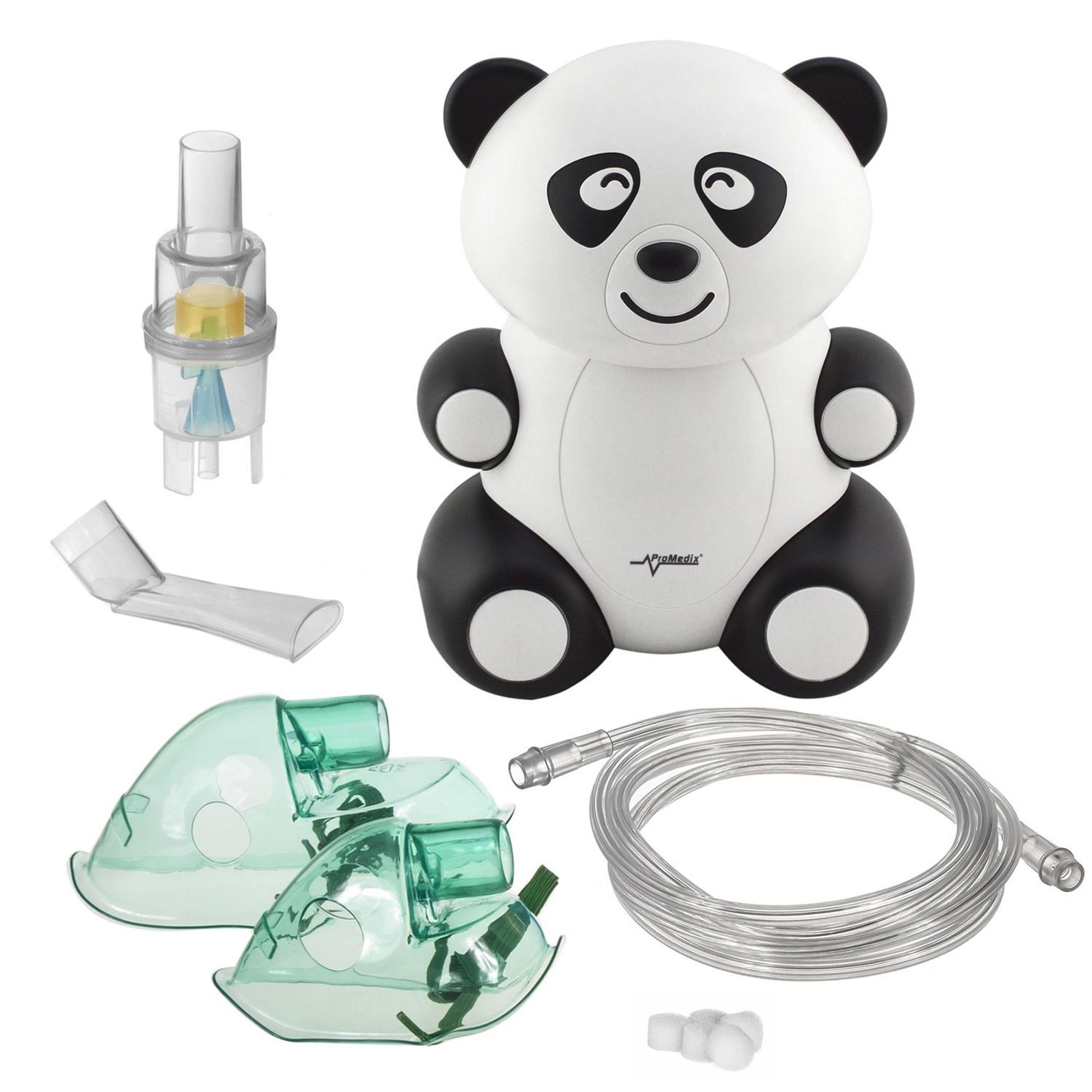Inhalator Inhaliergerät Vernebler Inhalationsgerät Aerosolvernebler Komplettset2 Masken Verebler Mundstück Schlauch 5 Filter Panda