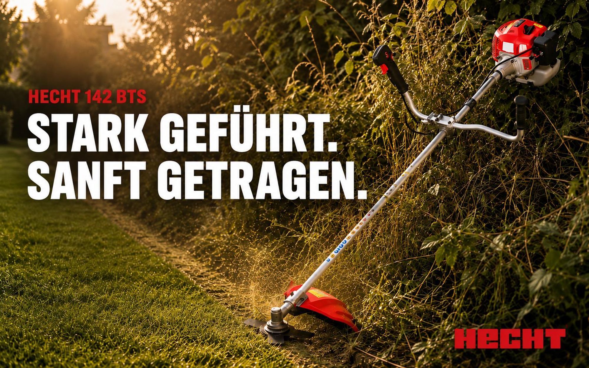 HECHT 142 BTS Freischneider Benzin | mit Tragegurt | 25,4 und 40 cm Schnittkreis | 2 PS | 43cm³