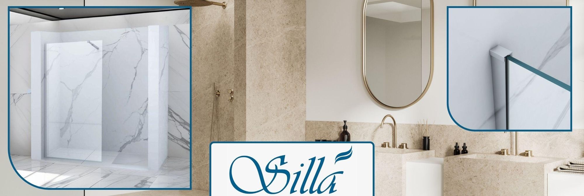 Duschwand, Walk in Dusche, Duschabtrennungen, Dusche, Chrom, Silla