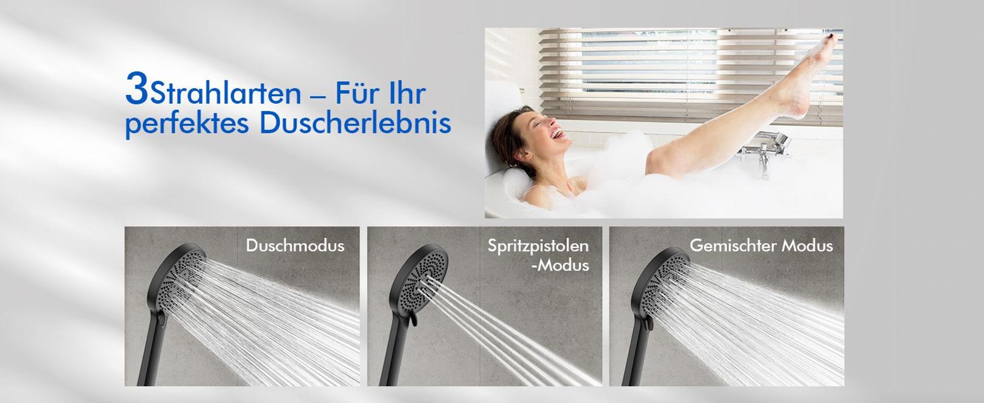Homelody Brausebatterie-Set, Brausebatterie mit Handbrause & Ablage, Badewannenarmatur Brausehalter und Brauseschlauch inkl. Schwarz