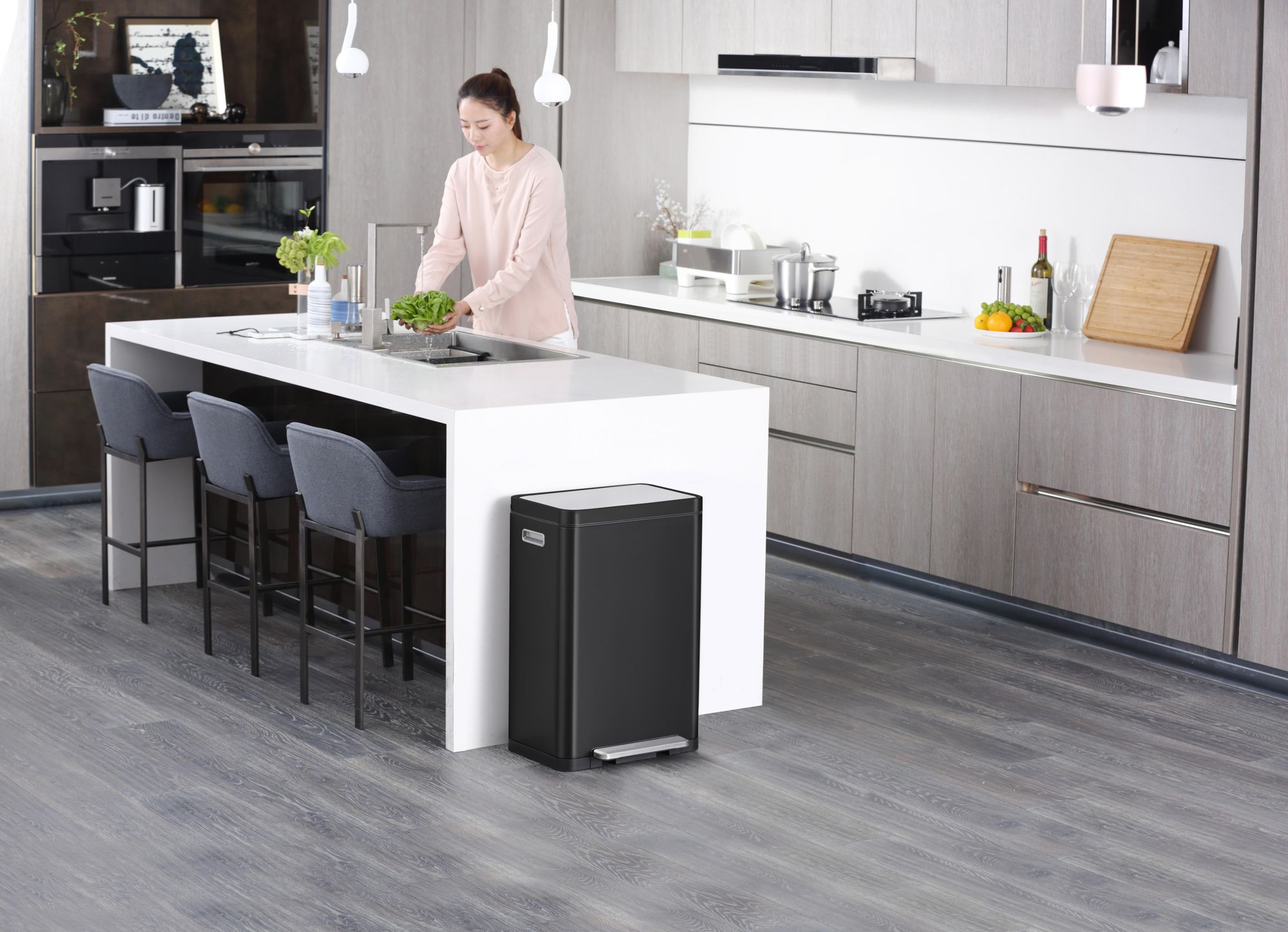 EKO - X-Cube Poubelle à pédale 45 litres - Steel Stainless steel Polypropylene - noir, inox mat