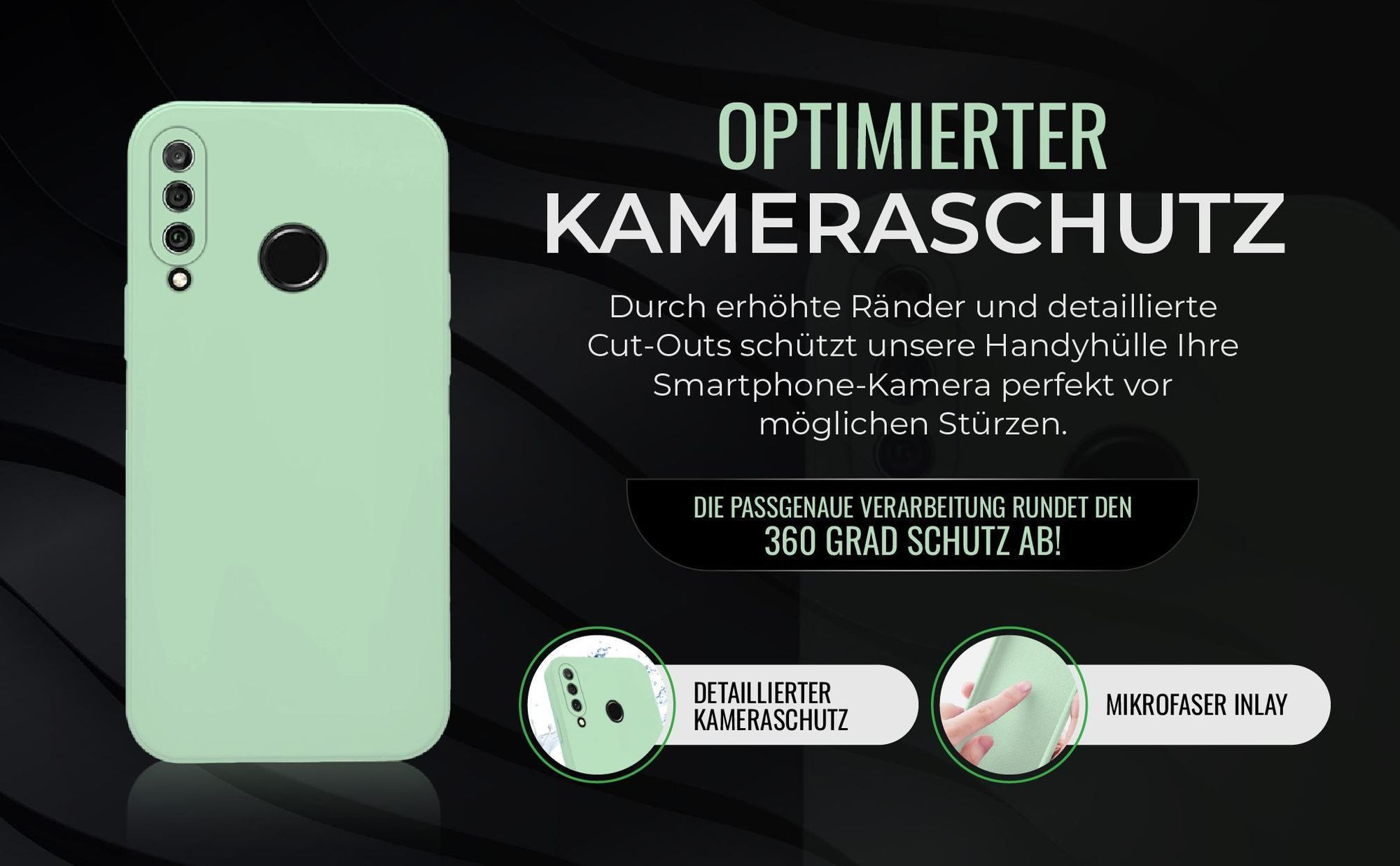 Handyhülle in Türkis für Huawei P30 Lite in detailliertem Kamera Cutout