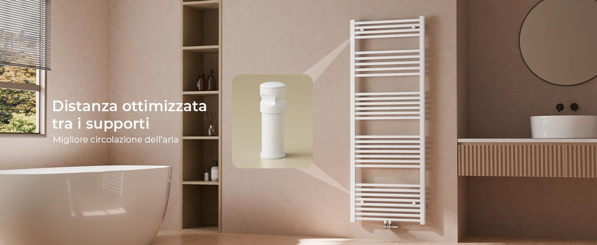 S'AFIELINA Staffa per radiatore bagno, Set di staffe regolabili per radiatore, resistenti all'umidità, incl. valvola di sfiato e tappo cieco, 1 pezzo