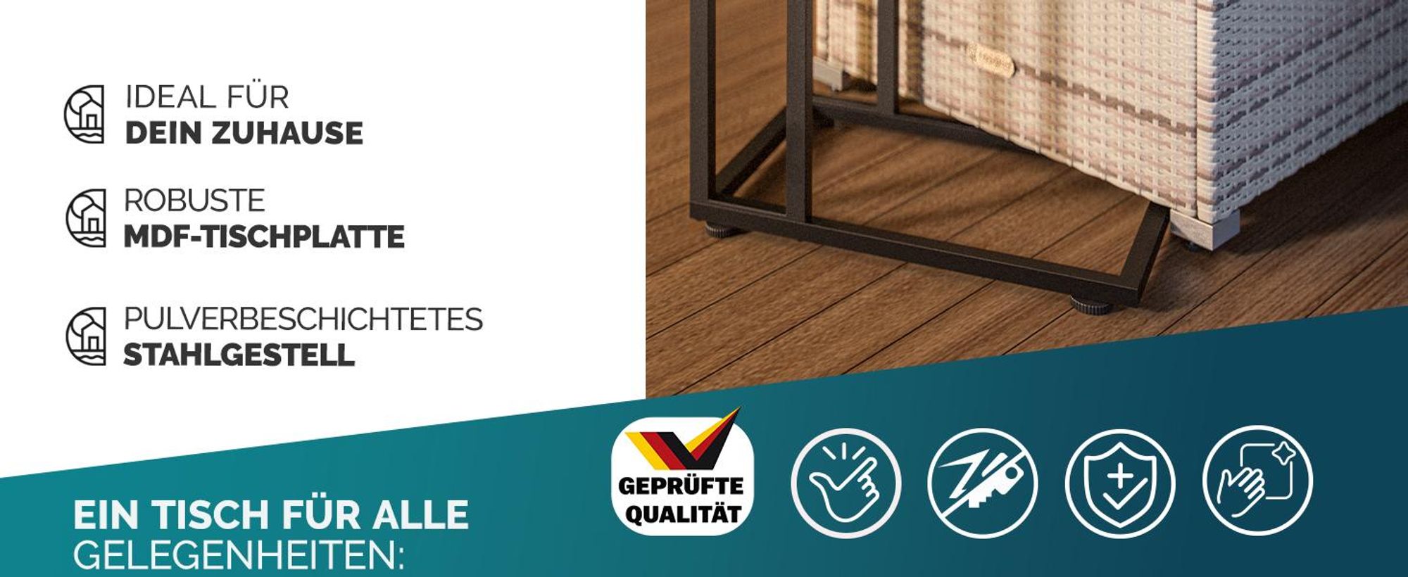 CASARIA Beistelltisch Couch 50x35cm Holz