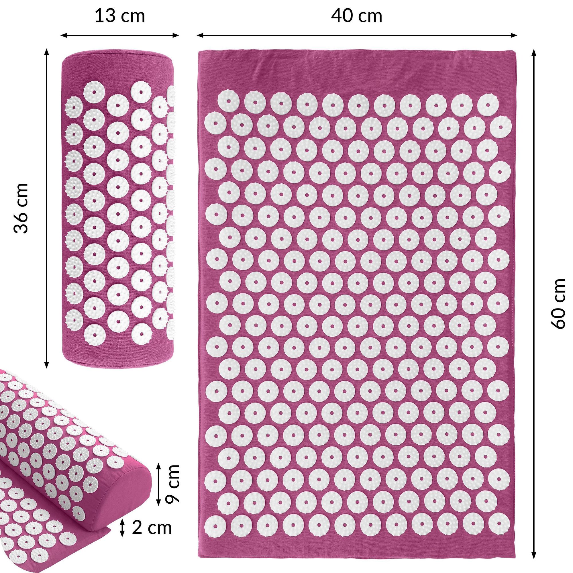 KRUMAD Akupressurmatte Set mit Kissen, inkl. Tasche, Stachelmatte für Rücken, Nacken, Wellness, Entspannung, Massagematte 60x40 cm für Zuhause